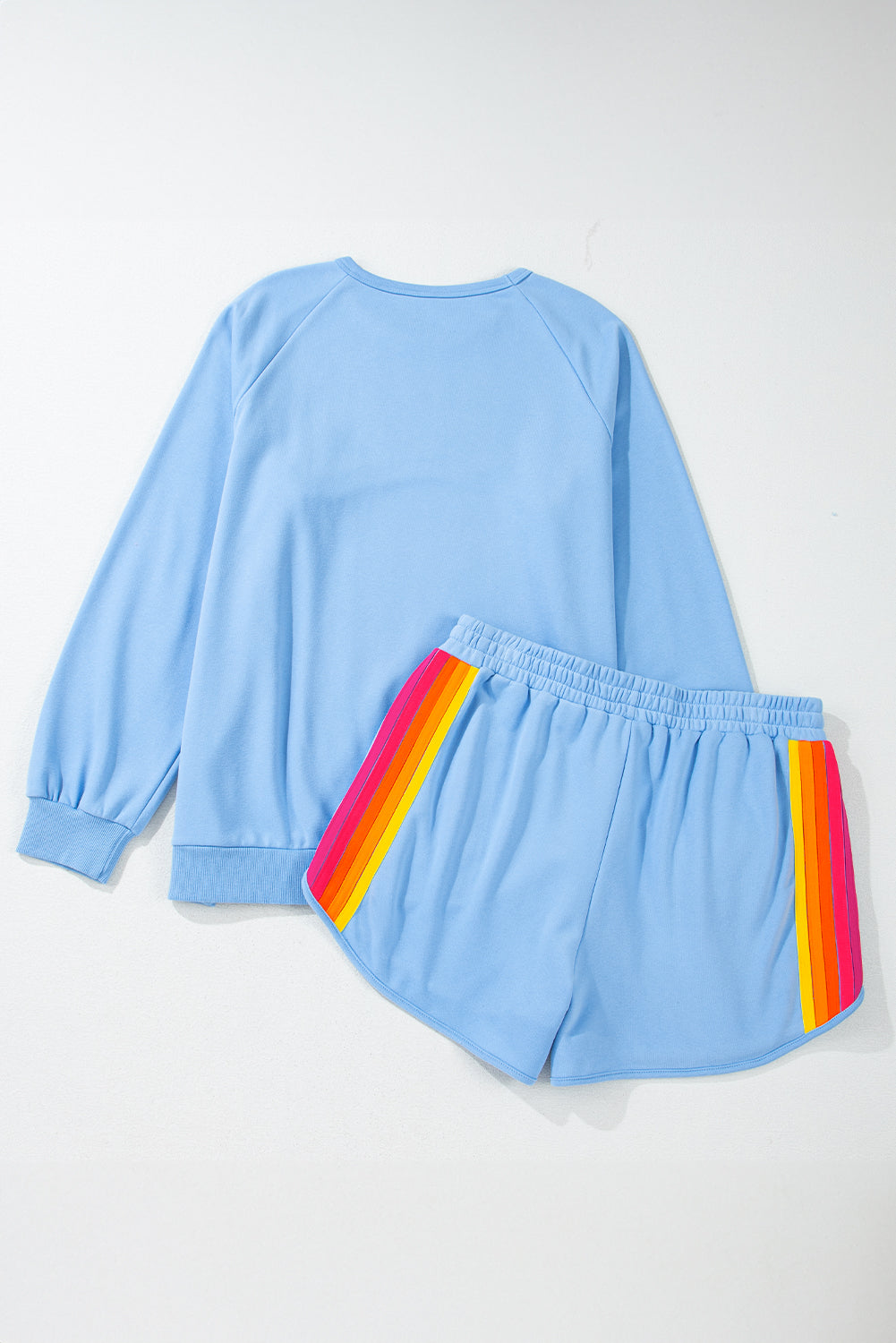 Beau Blue Accent Pullover and Shorts Two Piece Casual Set